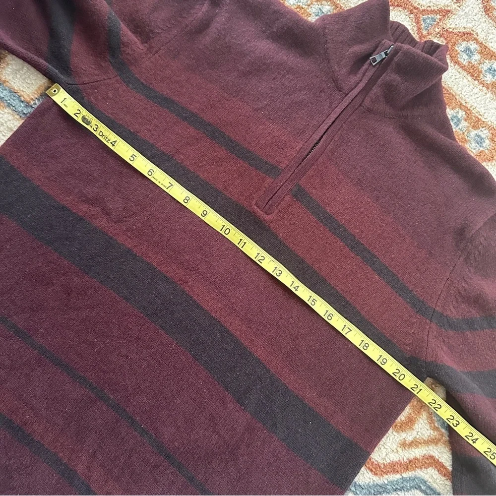 Banana Republic Striped Quarter Zip Sweater -‎ Cozy Winter Preppy - L